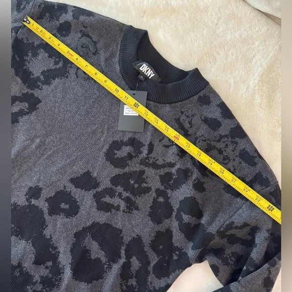 DKNY Women's Animal Print Crewneck Long Sleeve Sweater, Sequin Embellishment - Picture 12 of 15